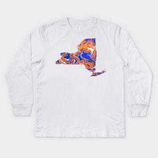 Orange and Blue tie dye NY Kids Long Sleeve T-Shirt